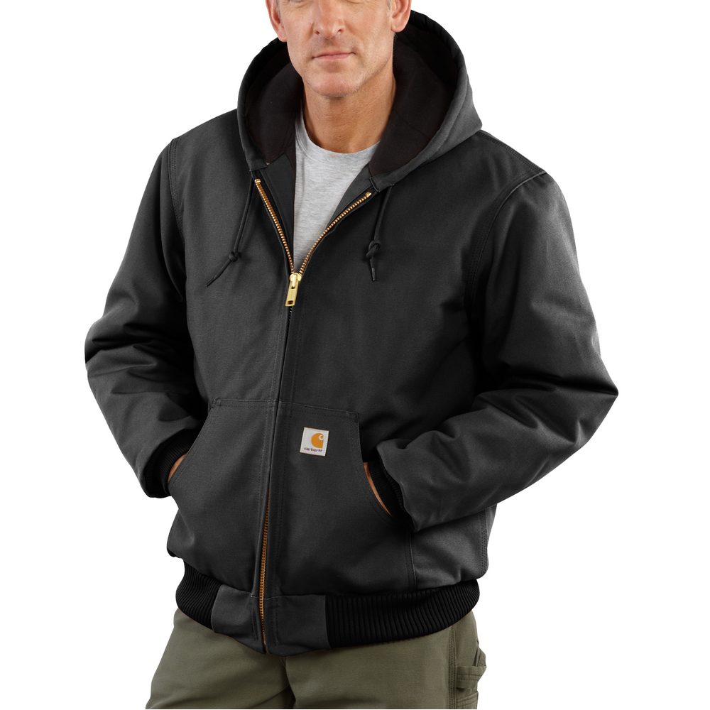 carhartt ブラックジャケット XL ルーズフィット J140 Loose Fit Firm Duck Insulated Flannel-Lined Active Jac