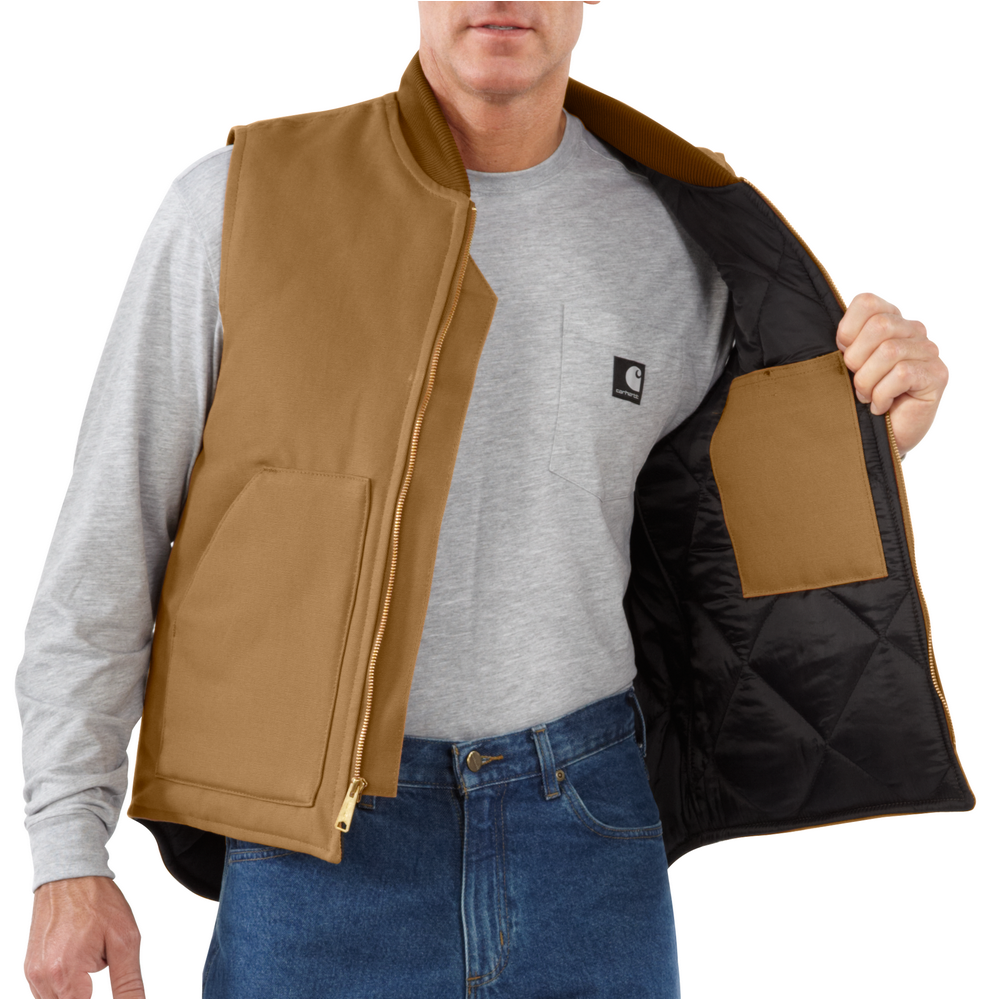 V01 Relaxed Fit Firm Duck Insulated Rib Collar Vest | Carhartt