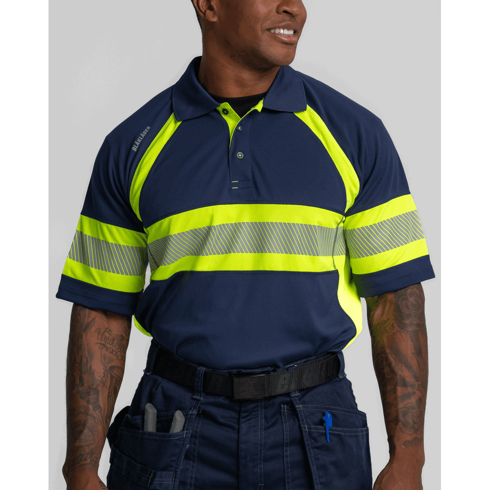 Visibility Polo - 8933-Navy Blue/Yellow Hi-Viz | Blaklader 34681051