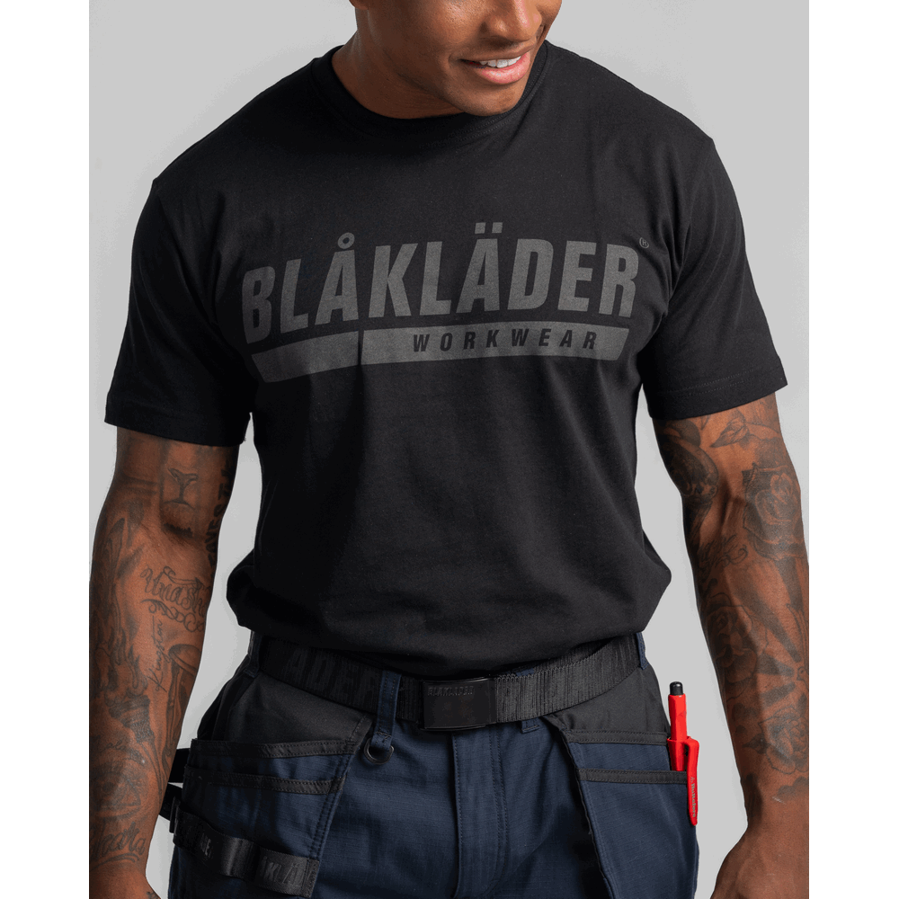 Short Sleeve Branded T-Shirt - 9900-Black | Blaklader 35551042