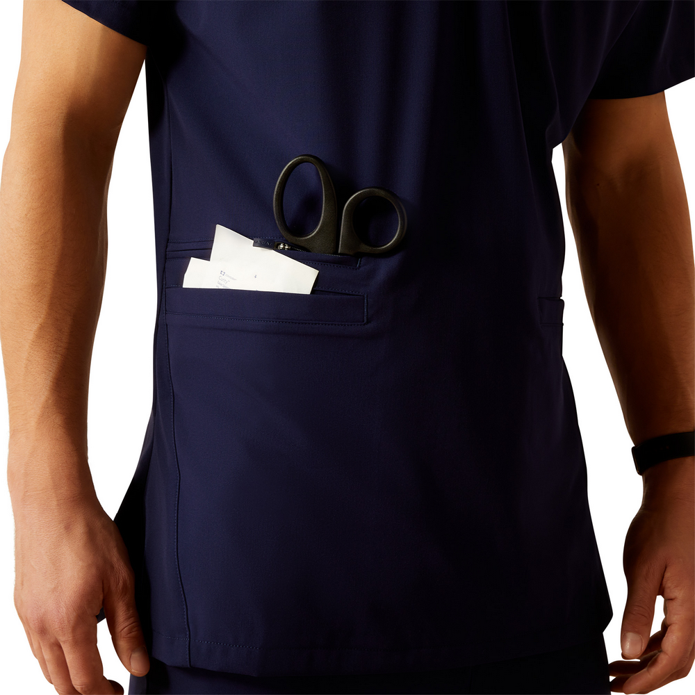 Derham 6 Pocket Scrub Top - 410-Navy | Ariat 10039721
