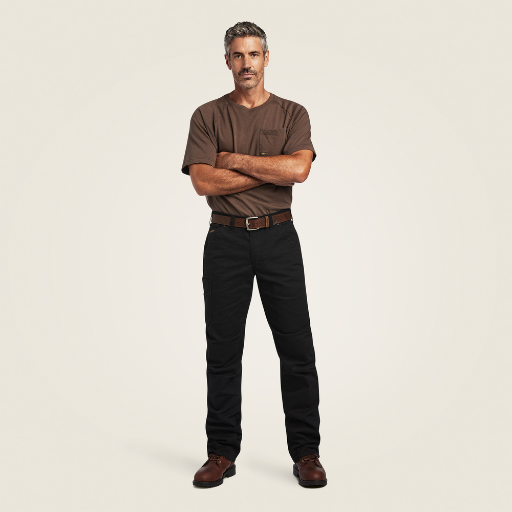 Rebar M5 Straight Durastretch Washed Twill Dungaree Straight Leg Pant - 001-Black | Ariat 10041065