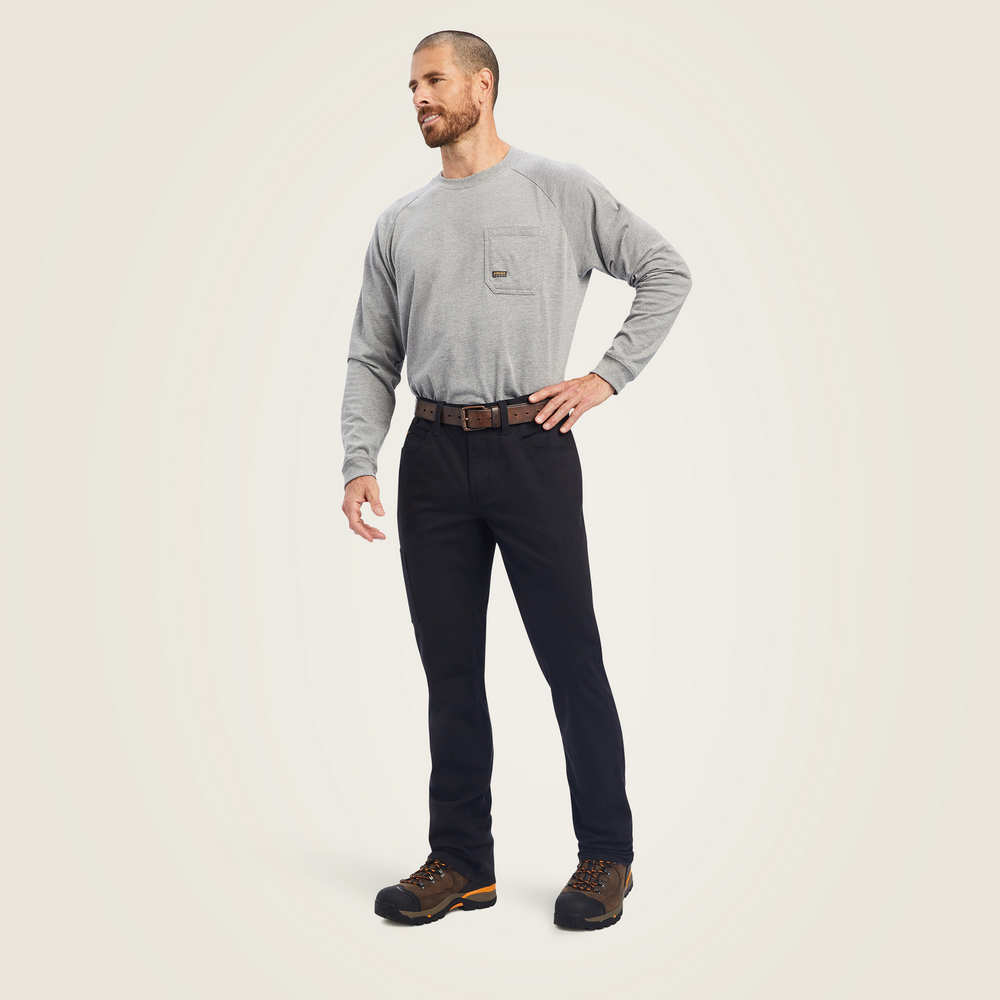 Rebar M4 Low Rise Durastretch Made Tough Stackable Straight Leg Pant - 001-Black | Ariat 10041083