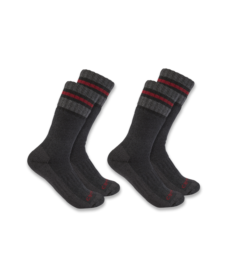 Men's Heavyweight Synthetic-Wool Blend Boot Sock 2 Pack BLK-Black | Carhartt SB7742M
