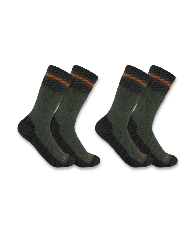 Men's Heavyweight Synthetic-Wool Blend Boot Sock 2 Pack BOL-Burnt Olive | Carhartt SB7742M