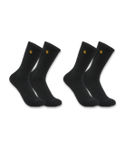 Men's Force Midweight Crew Sock 2 Pack BLK-Black | Carhartt SC2252M