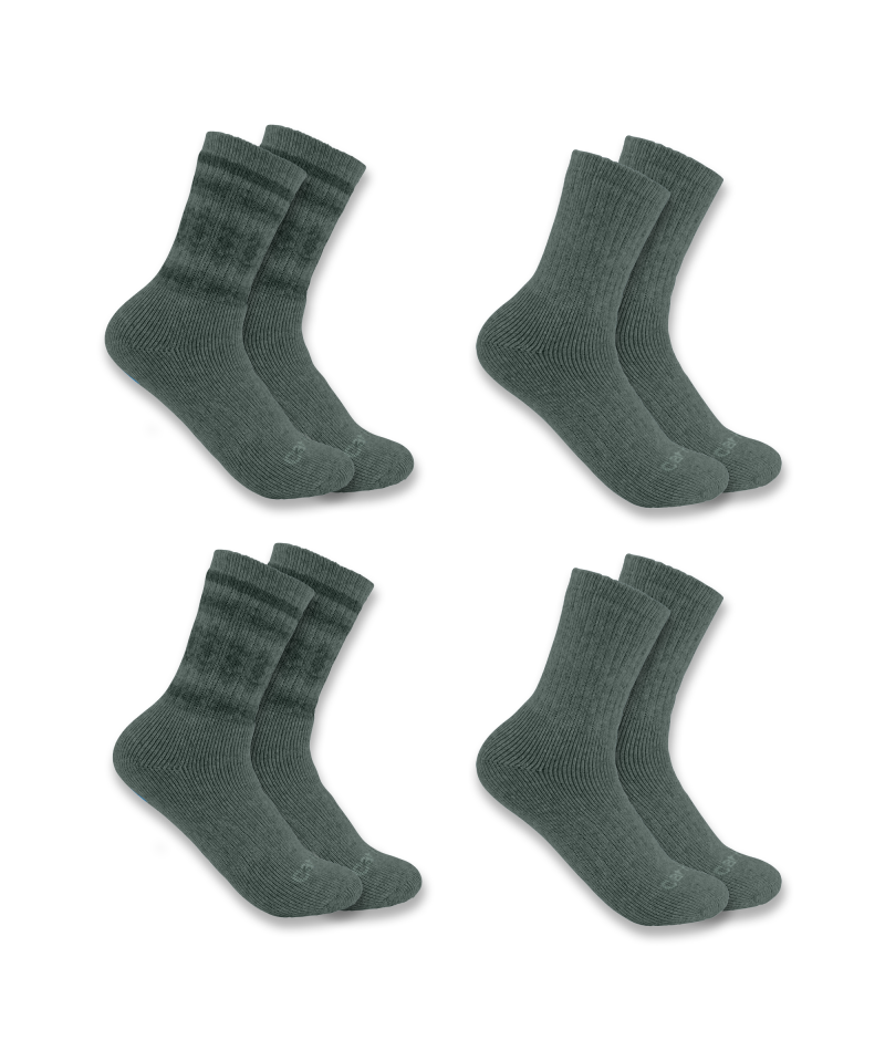 Men's Heavyweight Synthetic-Wool Blend Crew Sock 4 Pack AS2-Assorted02 | Carhartt SC5544W