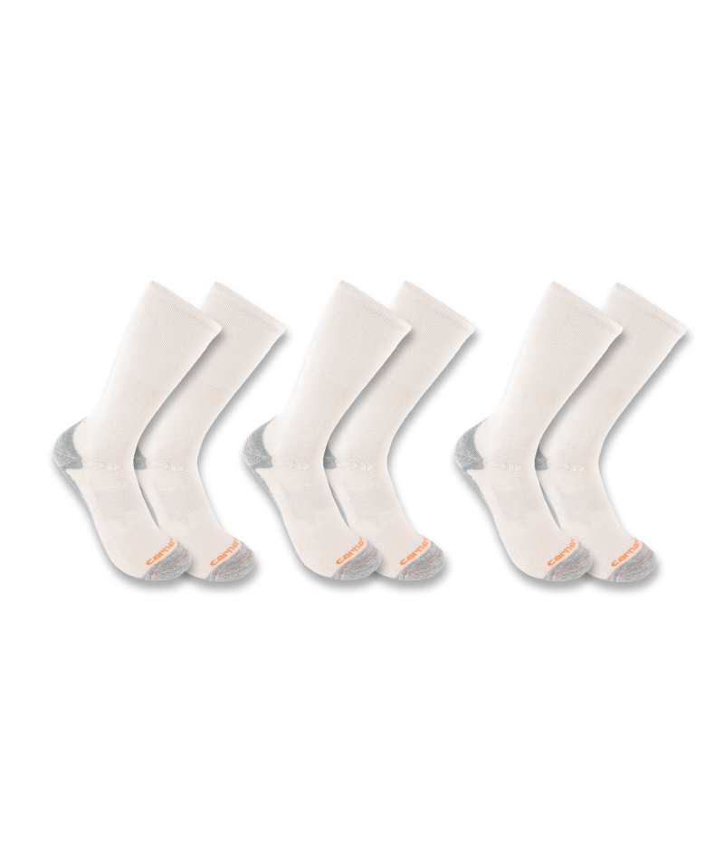 Women's Midweight Cotton-Tencel Comfort Crew Sock 3 Pack WHT-White | Carhartt SC8023W