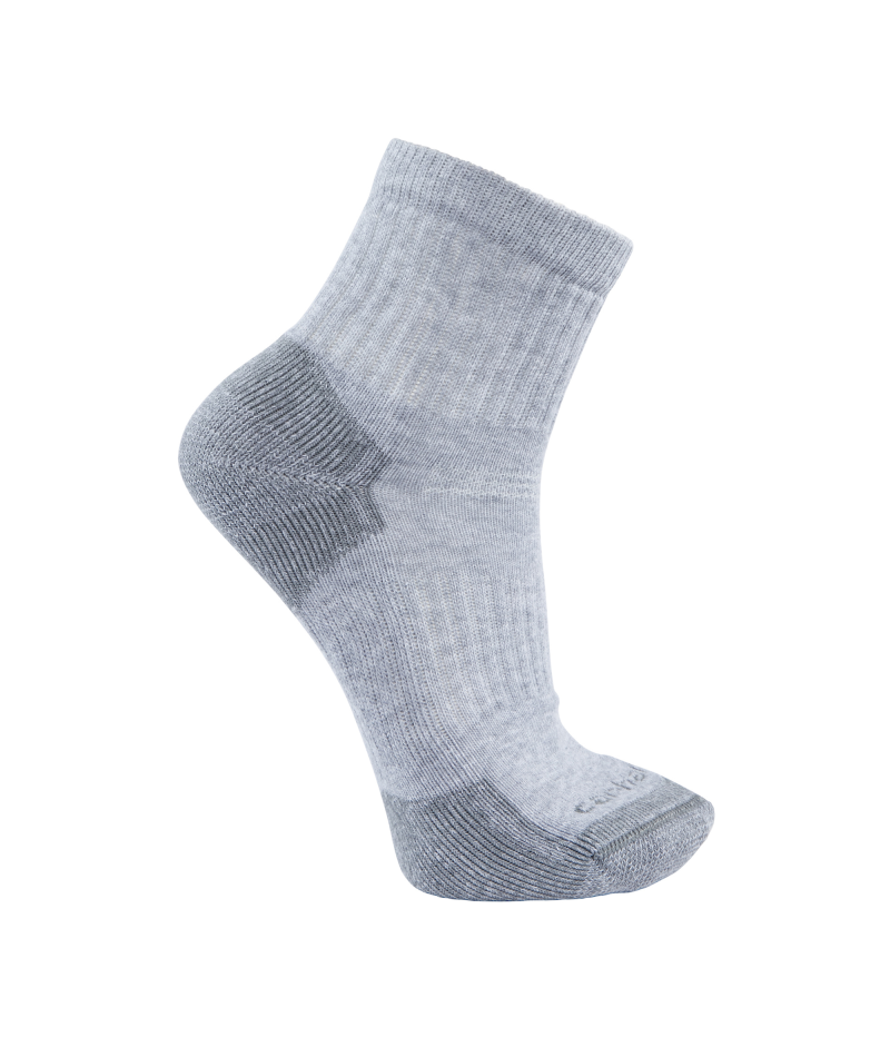 Men's Midweight Cotton Blend Quarter Sock 3 Pack GRY-Grey | Carhartt SQ6103M