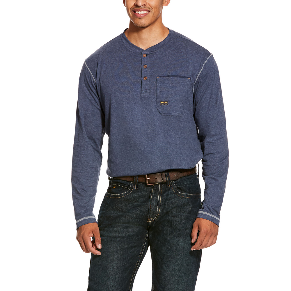 Men's Rebar Pocket Henley Long Sleeve Top Ariat 10027844