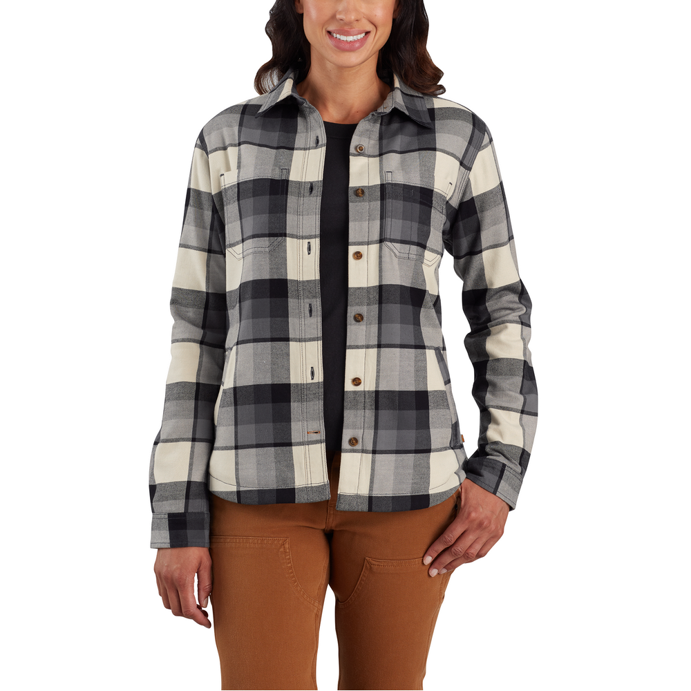 Rugged Flex® Relaxed Fit Canvas Fleece-Lined Snap-Front Camo Shirt Jac