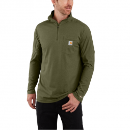 FORCE RELAXED FIT LONG SLEEVE QUARTER-ZIP POCKET T-SHIRT