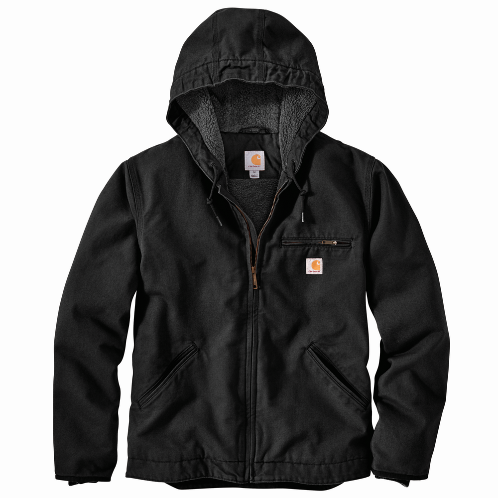 Men's Washed Duck Sherpa Lined Hood Jacket | Carhartt 104392