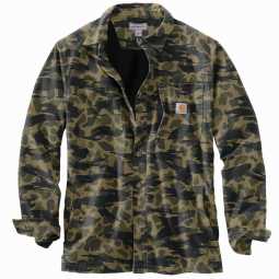 RUGGED FLEX RELAXED FIT CANVAS LINED CAMO SHIRT JAC