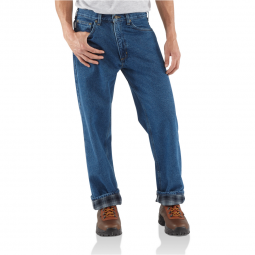 RELAXED FIT STRAIGHT LEG FLANNEL LINED JEAN