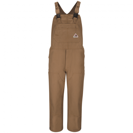 Men's FR Brown Duck Bib Overall With Knee Zip