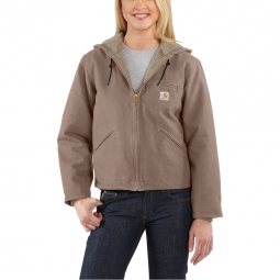 Carhartt Jacket: Women's 104292 032 Taupe Gray Sherpa Duck Lined Washed  Jacket
